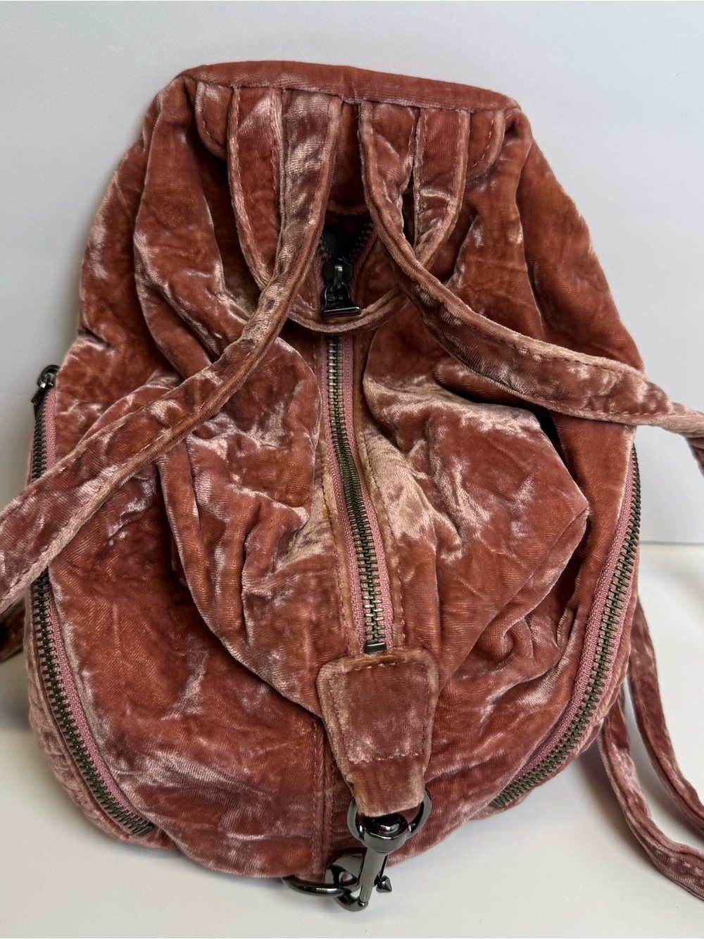 REBECCA MINKOFF MEDIUM VELVET JULIAN PINK BACKPACK $245 Travel Organizer Purse - Picture 11 of 14